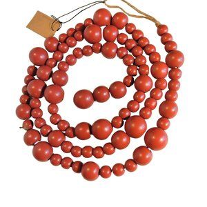 Paulowania Red Wood Bead Garland Holiday Wedding Tree Party Decor 68 inch
